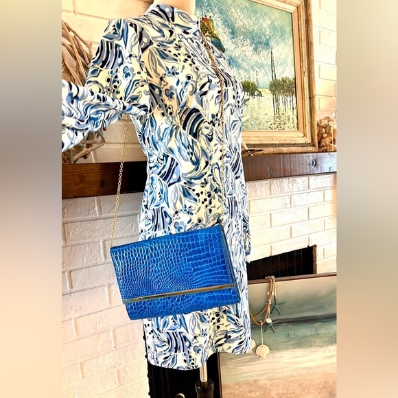 Sail To Sable,Blue/White Sheath Dress, Stretch,Oozes Class,Style,Perfect,Size M - Picture 11 of 13